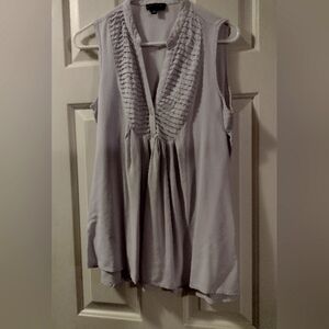 Spense, Pleated V-neck, Tunic Tank, L